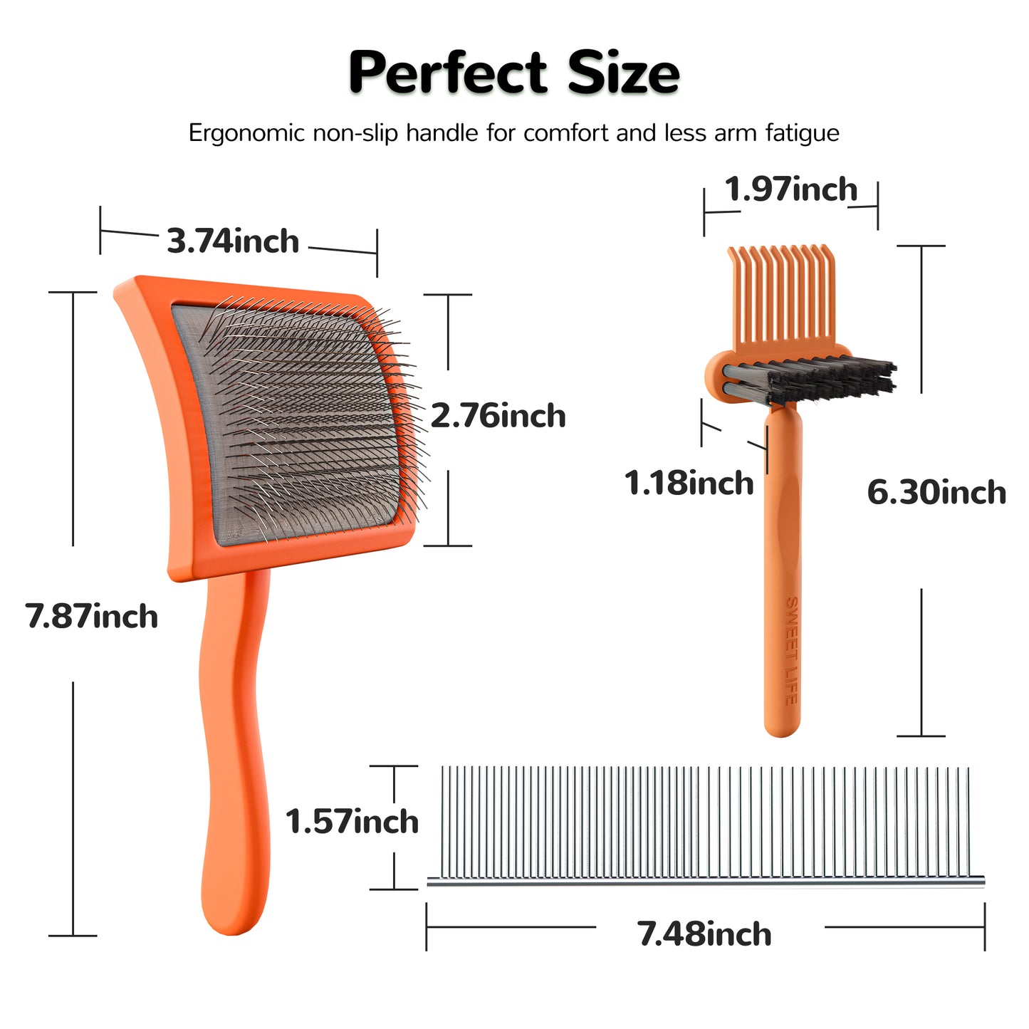 2PCS Slicker Brush for Dogs & Pet Comb,Professional Dog Grooming Brush (Goldendoodles,Poodles,Labradoodles) with Extra Long Pins to Effectively Remove Tangles, Knots and Mats (Pink)
