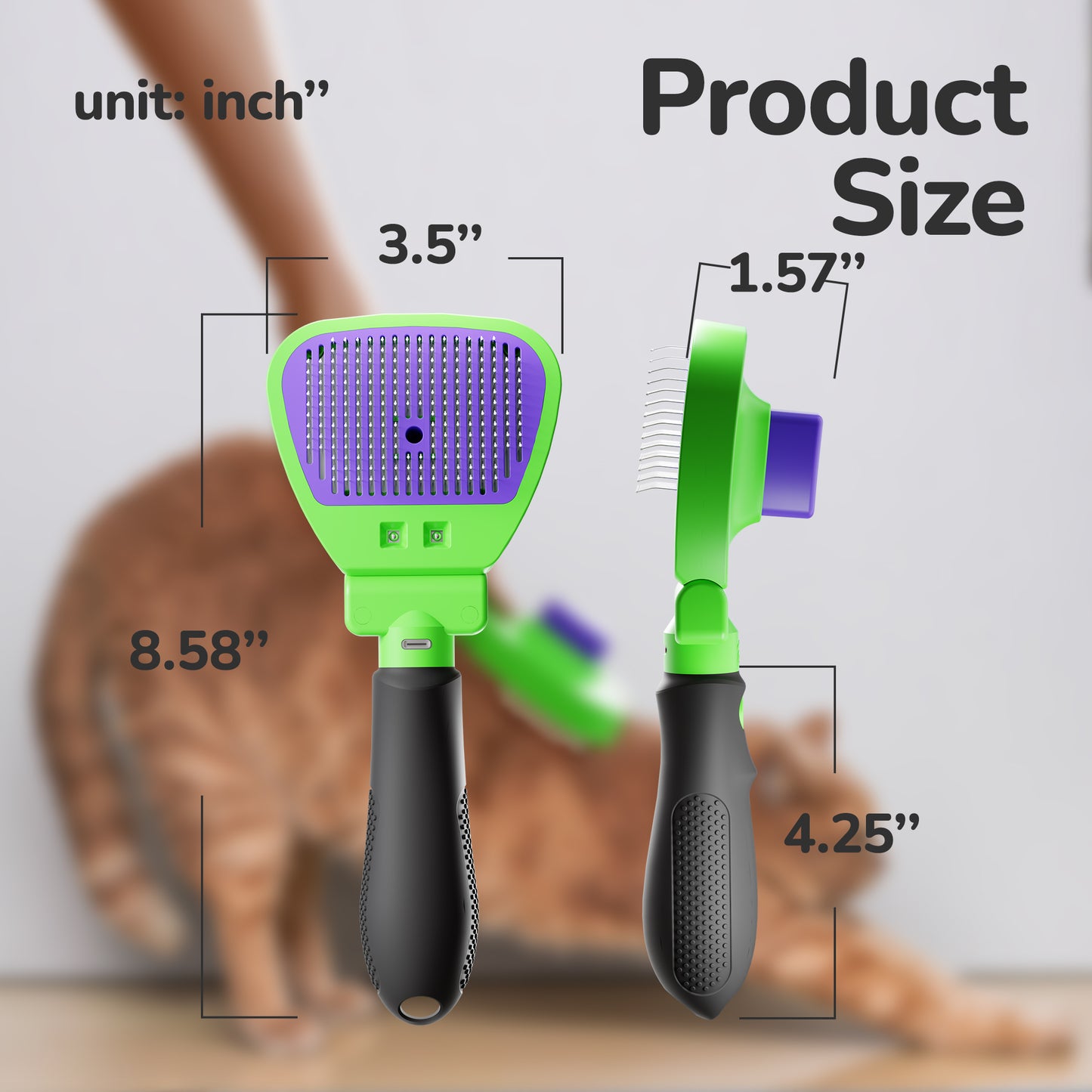 Fido Fave Self-Cleaning Cat Slicker Brush for Short & Long Hair, Shedding & Grooming Brush with Wood’s Lamp
