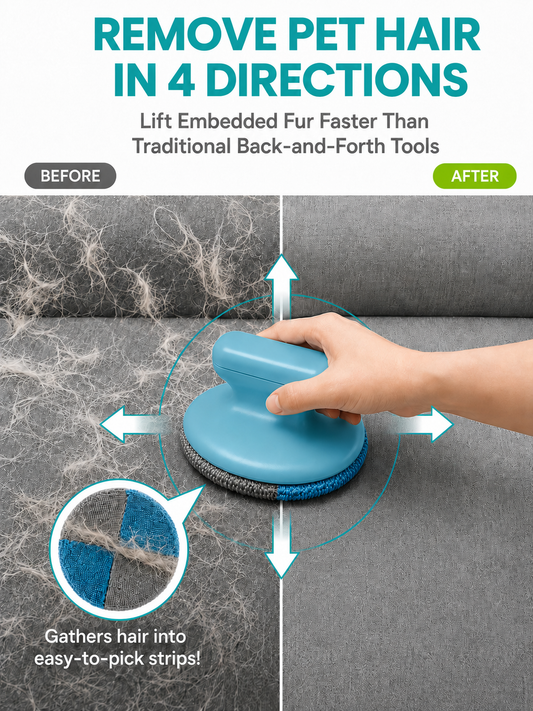 Reusable Pet Hair Remover Brush — Built-In Washable Gel Roller