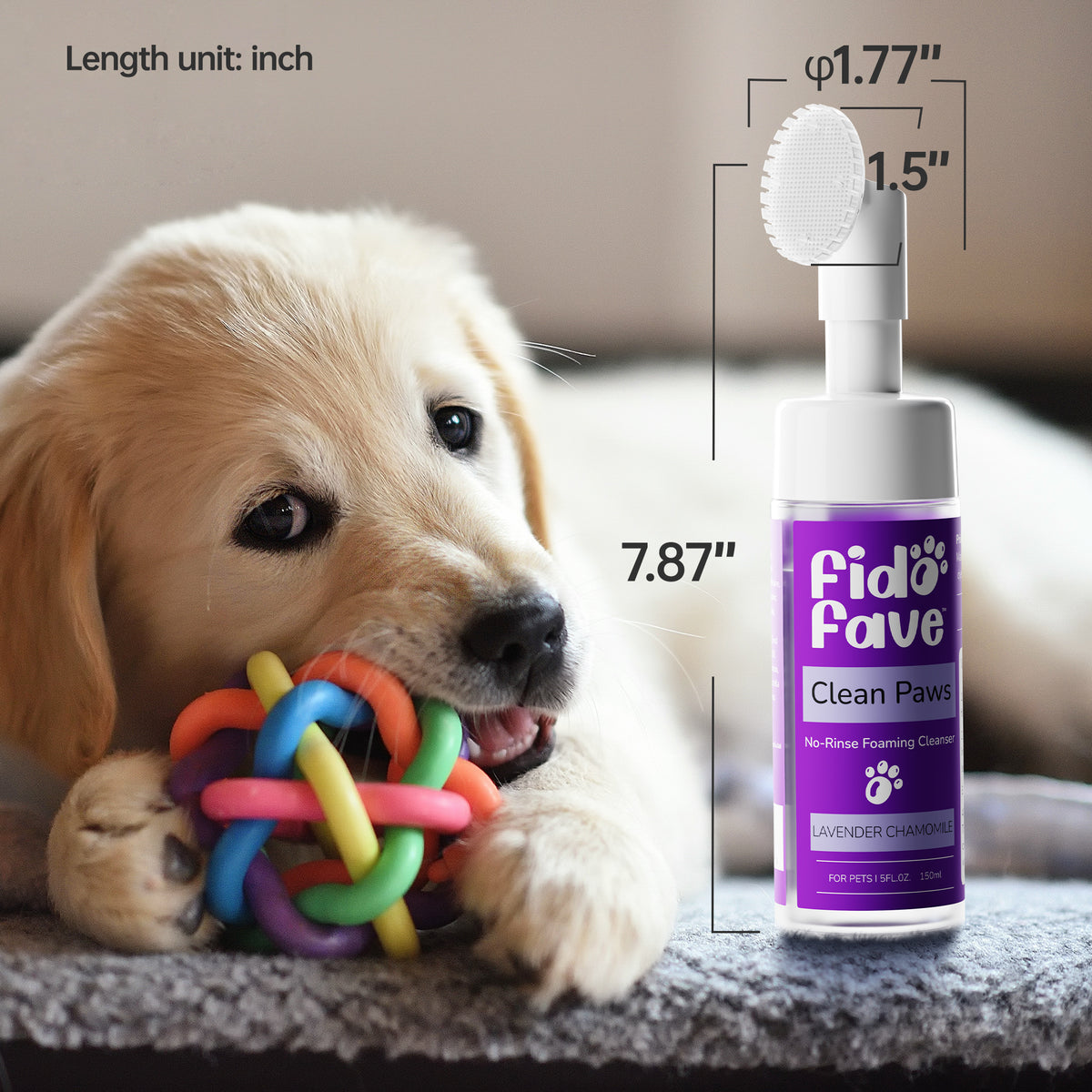 Fido Fave Clean Paws — No-Rinse Foaming Paw Cleanser with Silicone Brush