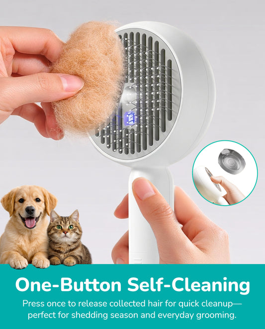 Fido Fave Press-to-Spray Mist Anti-Static Detangling & Smoothing Refillable Water Tank Grooming Brush for Dog & Cats, Grey