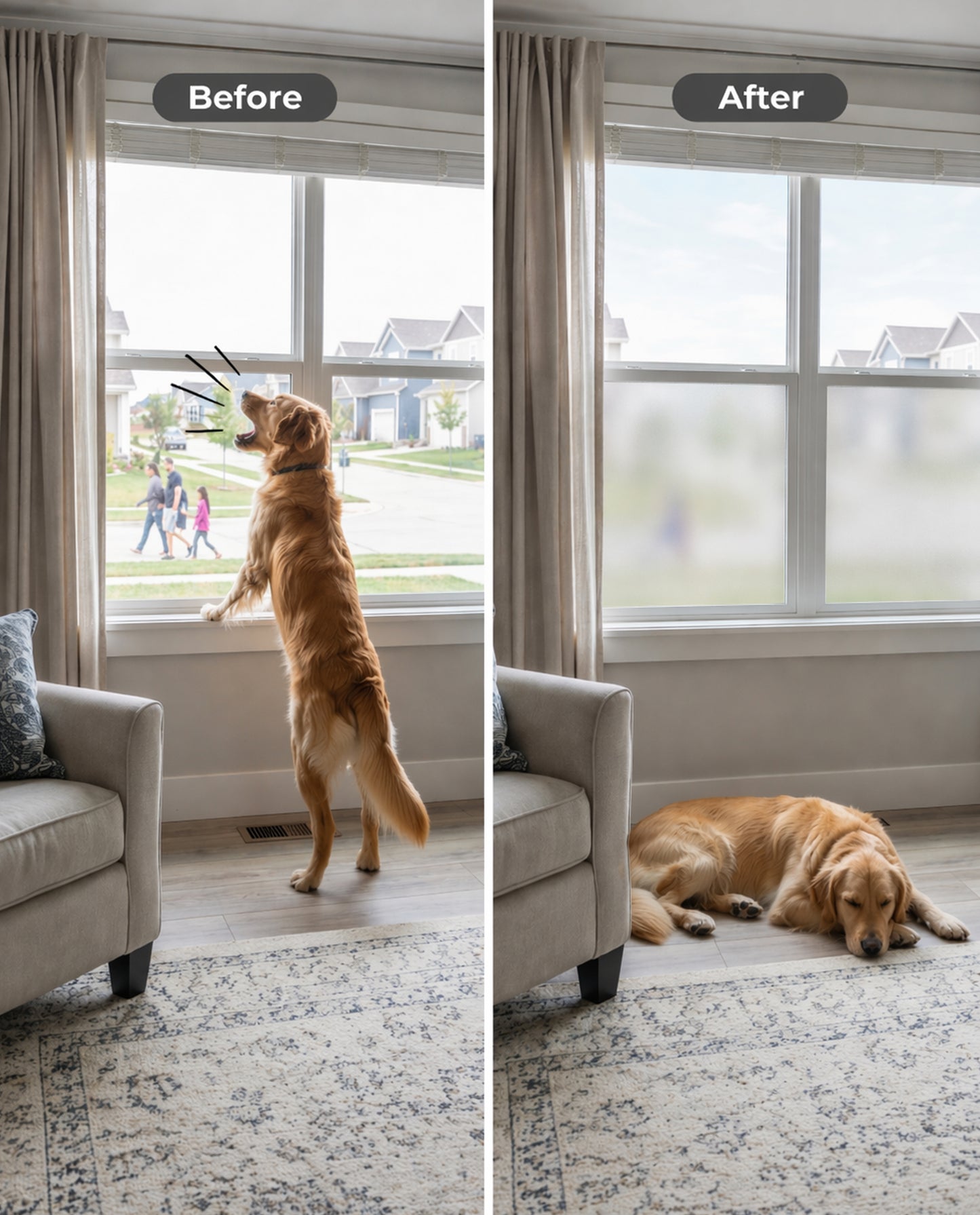 Fido Fave Static Cling Privacy Window No-Glue Glass Removable Film Home & Office Dog Furniture Cover, Frosted, 35.4 x 78.7-in