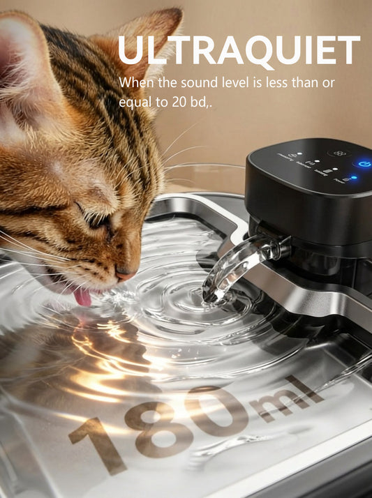 5L Stainless Steel Cat Water Fountain, Automatic Cat Water Dispenser with Motion Sensor, Ultra Quiet Pet Water Fountain for Cats Indoor, Plug-In Continuous Flow
