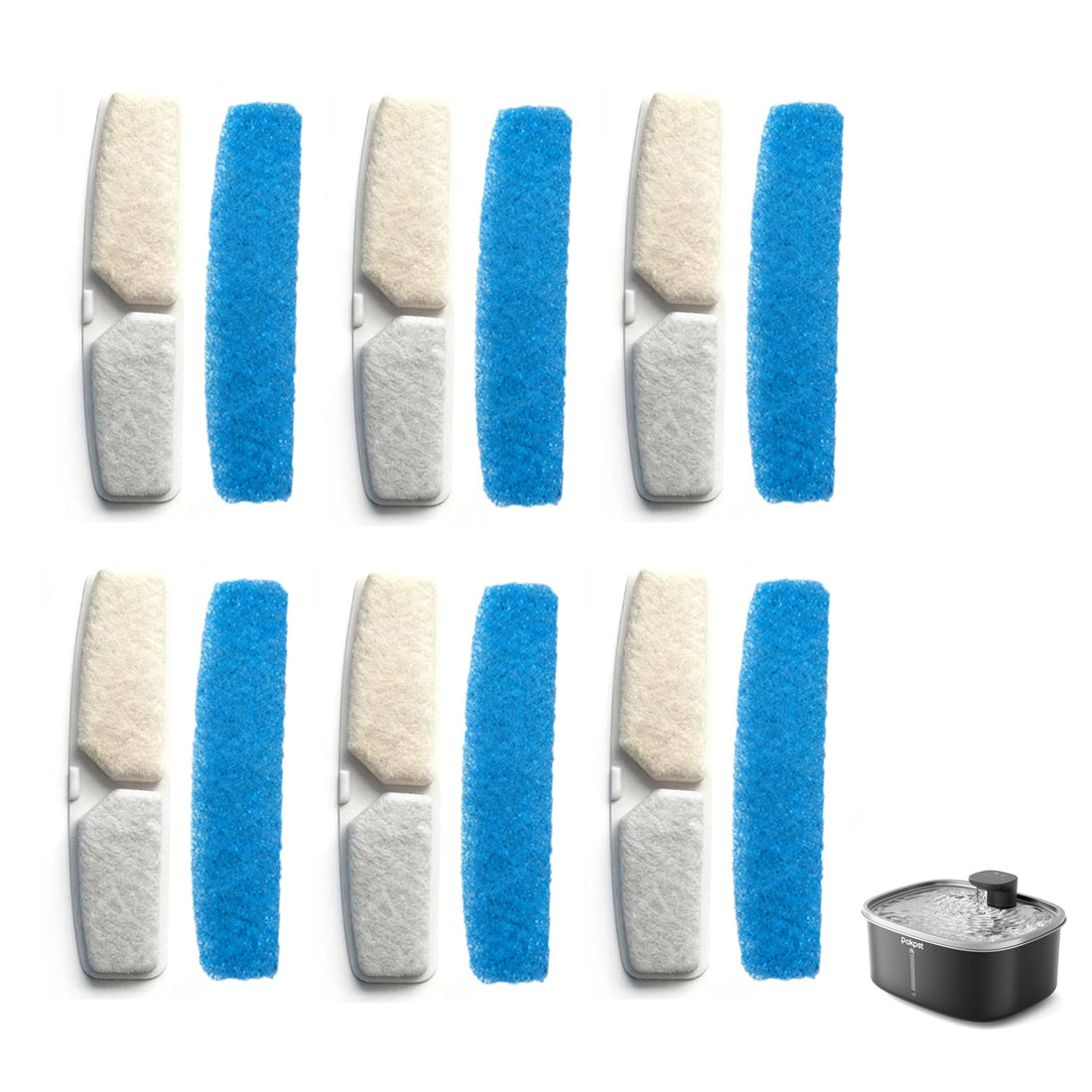 Fido Fave fountain filter six-pack, cartridges with blue scrub pads