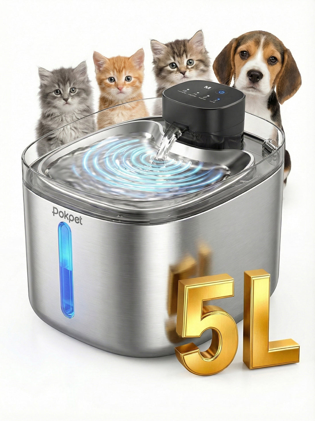 Fido Fave 5L stainless steel cat water fountain with motion sensor