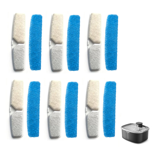 Filter Element for 10L Pet Water Fountain, 6-Pack 100% Activated Carbon Physical Filtration Replacement Filters, Removes Impurities & Odor for Cleaner, Fresher Pet Drinking Water