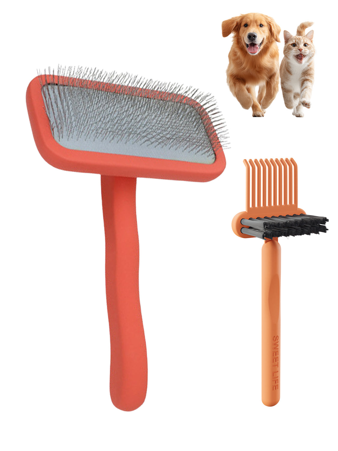 Fido Fave Slicker Brush for Cats, Stainless Steel Pins with Polished Tips, Lightweight Beech Wood Handle – Pink Medium