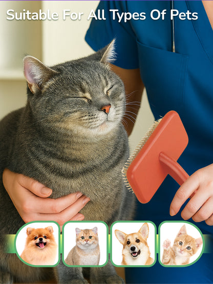 Fido Fave Slicker Brush for Cats, Stainless Steel Pins with Polished Tips, Lightweight Beech Wood Handle – Pink Medium