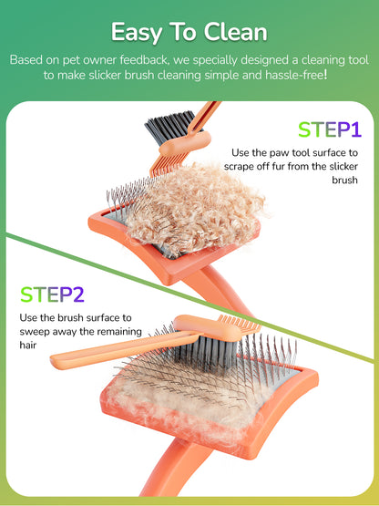 Fido Fave Slicker Brush for Cats, Stainless Steel Pins with Polished Tips, Lightweight Beech Wood Handle – Pink Medium