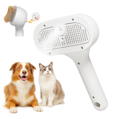 Pet Steam Brush for Dog & Cat, 3 in 1 Pet Spray Hair Removal Comb Rechargeable Steam for Shedding & Grooming Water Brush for Long Short Haired Pets for Removes Loose Hair and Reduces Shedding