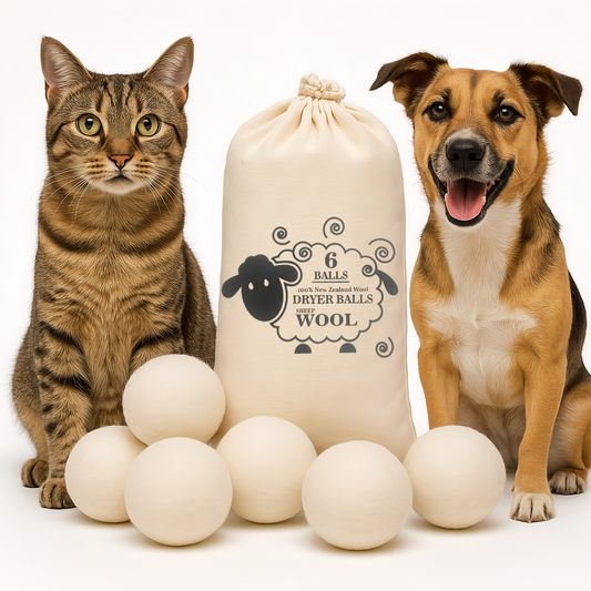 Fido Fave Reusable 100% Wool Dryer Balls for Pet Hair Removal, 6 count