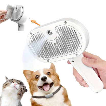 Pet Steam Brush for Dog & Cat, 3 in 1 Pet Spray Hair Removal Comb Rechargeable Steam for Shedding & Grooming Water Brush for Long Short Haired Pets for Removes Loose Hair and Reduces Shedding