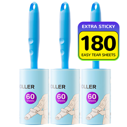 Extra Sticky Lint Roller for Pet Hair – 3 Handles Included – Powerful Pet Hair Remover for Clothes, Furniture & Car – Must-Have Grooming Tool for Dog Owners