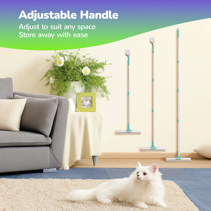 Dual-Sided Pet Hair Removal Carpet Rake – Silicone & Metal Edge Cleaner with Snap-Lock Adjustable Handle – Deep Cleaning Tool for Dog & Cat Hair on Rugs, Carpets & Stairs