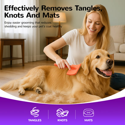2PCS Slicker Brush for Dogs & Pet Comb,Professional Dog Grooming Brush (Goldendoodles,Poodles,Labradoodles) with Extra Long Pins to Effectively Remove Tangles, Knots and Mats (Pink)