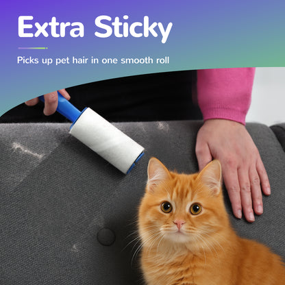 Extra Sticky Lint Roller for Pet Hair – 3 Handles Included – Powerful Pet Hair Remover for Clothes, Furniture & Car – Must-Have Grooming Tool for Dog Owners
