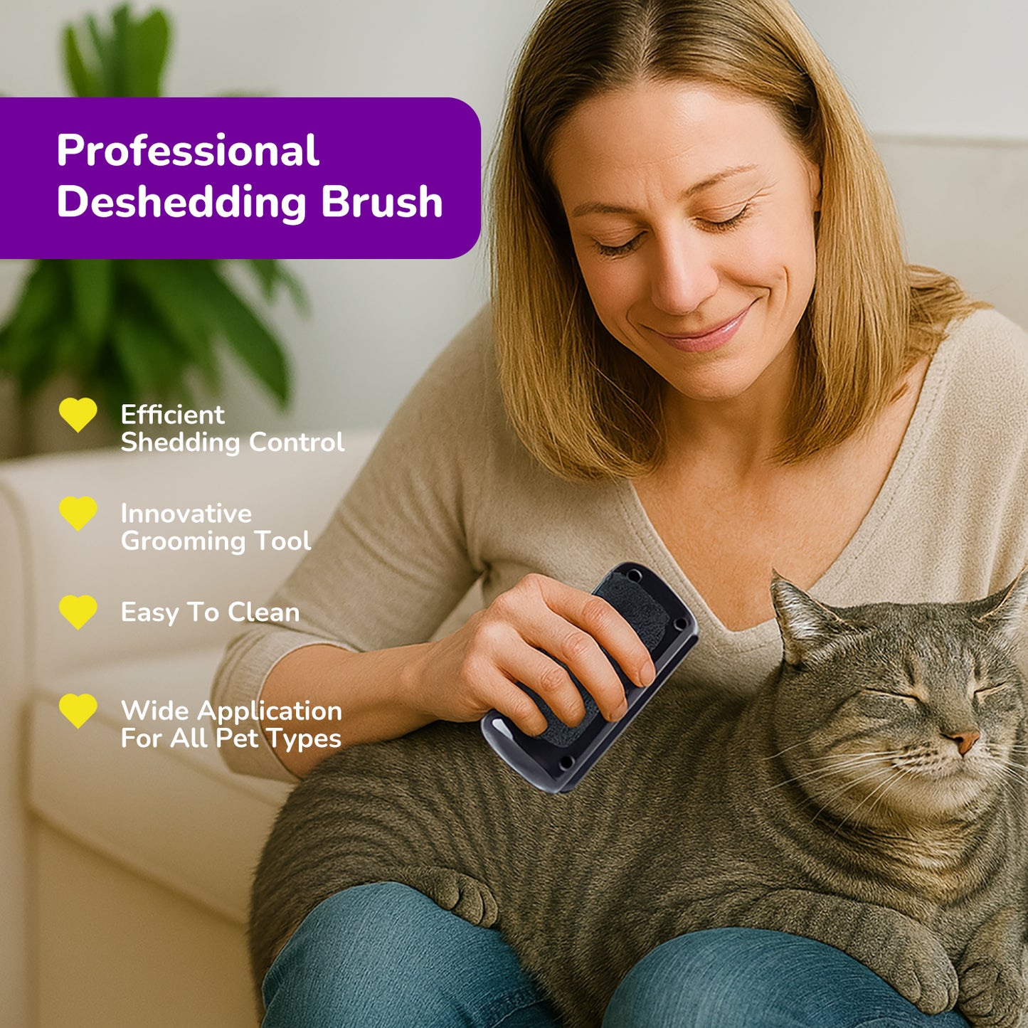 Deshedding Dog Brush, Groompro Deshedding Brush for Cats, Dogs, Rabbits, Horses, Ergonomic Pets Groomer for Matted Hair, Loose Hair