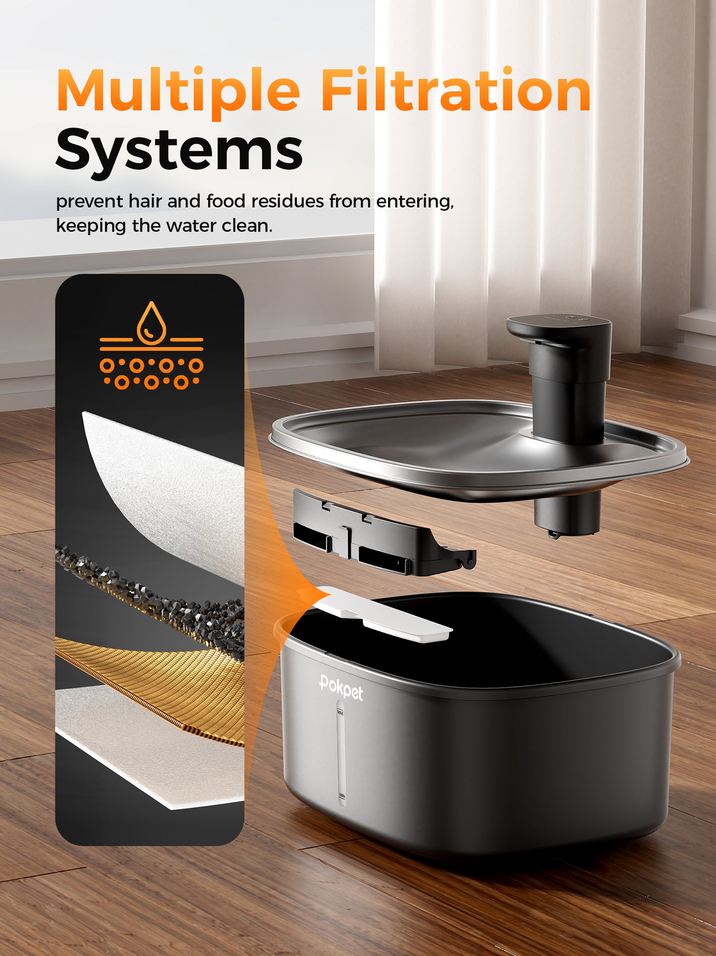 2.64 Gallon Large Capacity Automatic Pet Water Fountain,Black