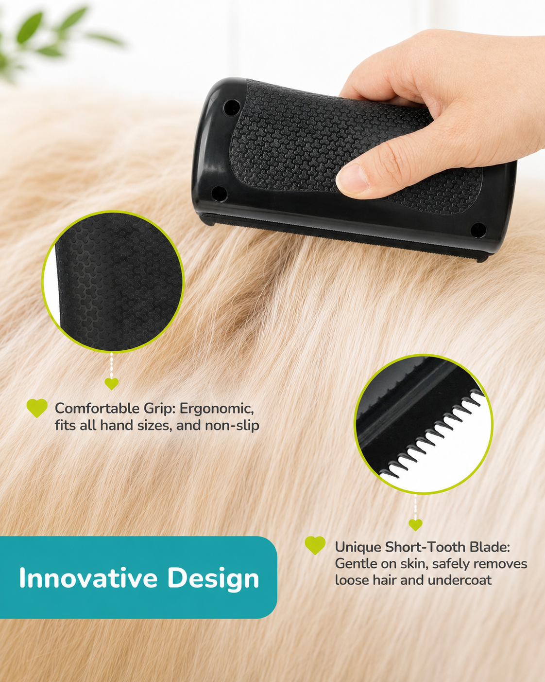 Fido Fave Deshedding Tool for Short Hair Dogs & Cats — 4.7 in Steel Teeth