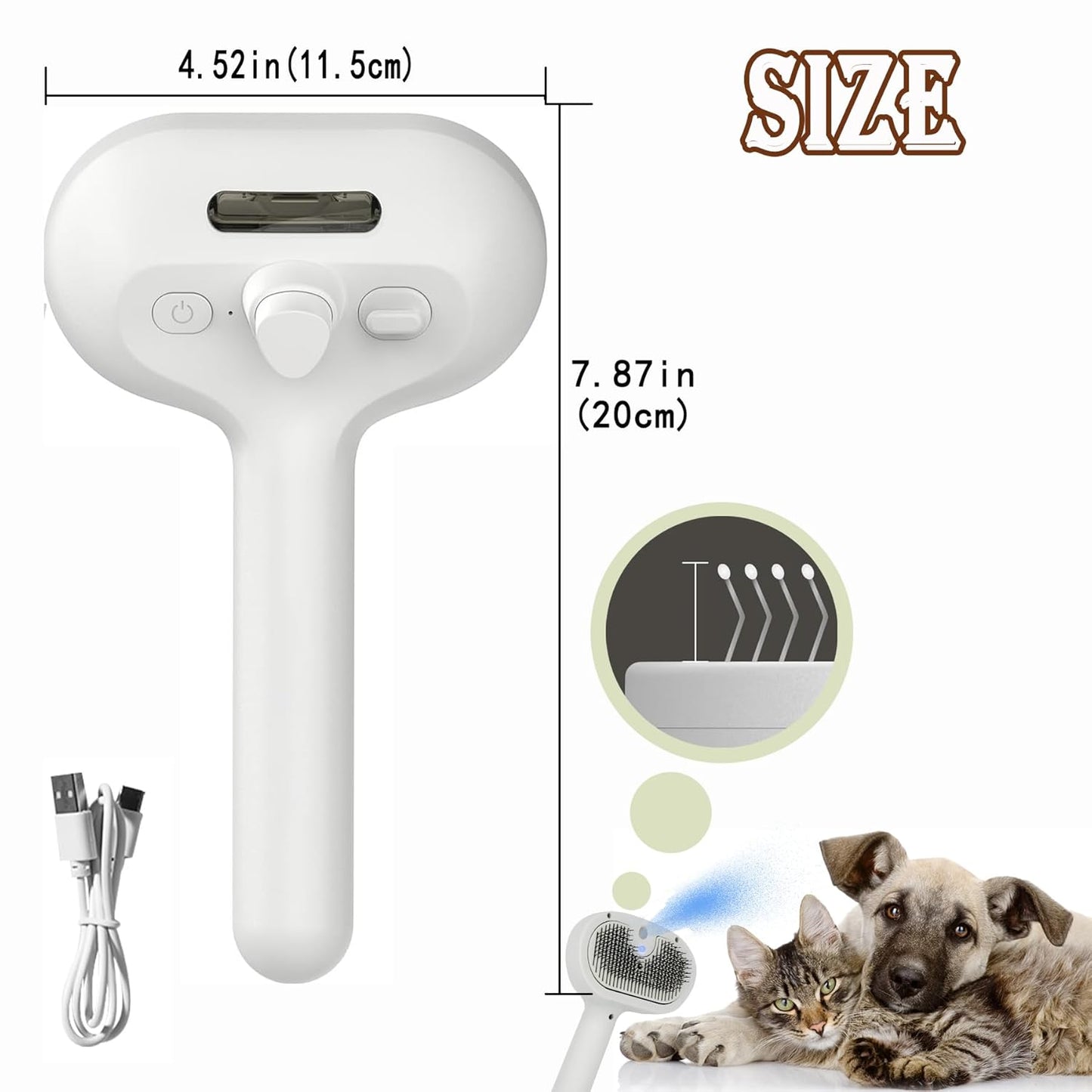 Pet Steam Brush for Dog & Cat, 3 in 1 Pet Spray Hair Removal Comb Rechargeable Steam for Shedding & Grooming Water Brush for Long Short Haired Pets for Removes Loose Hair and Reduces Shedding