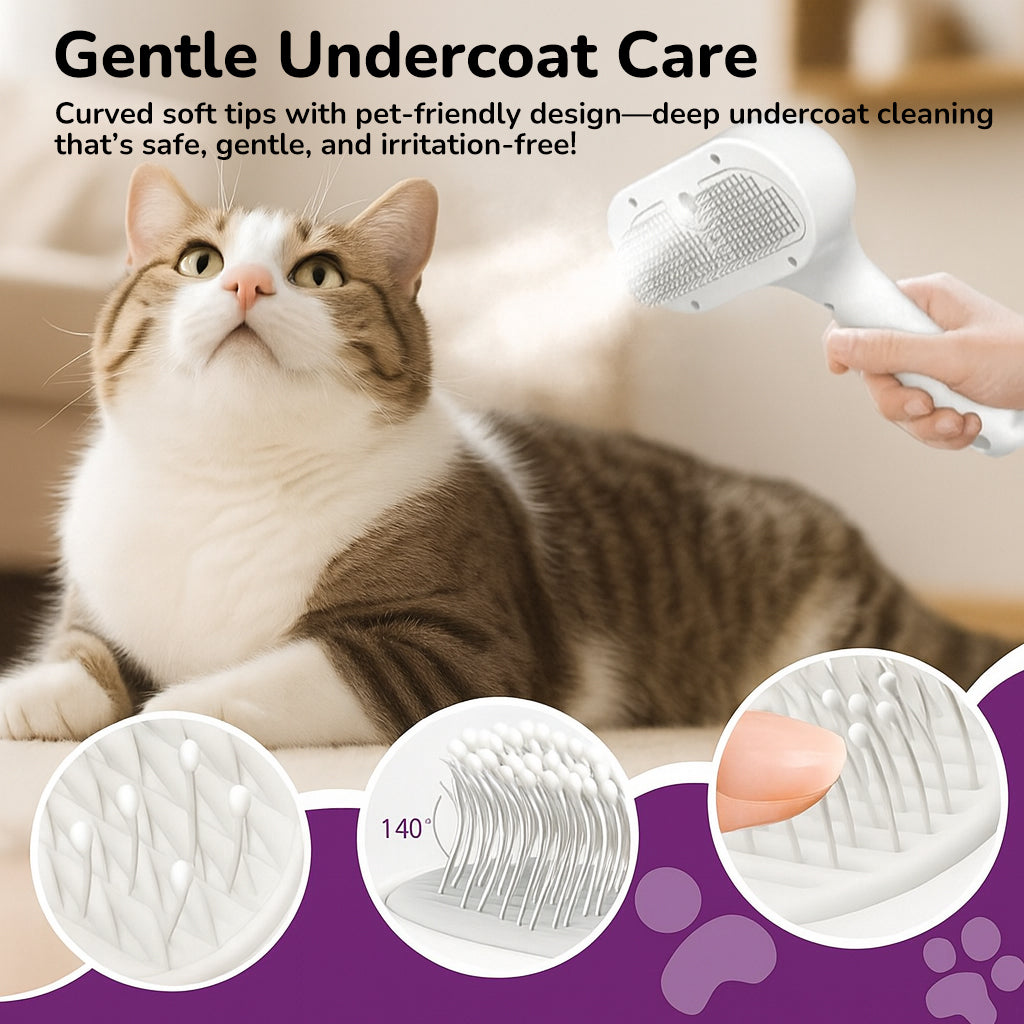 Pet Steam Brush for Dog & Cat, 3 in 1 Pet Spray Hair Removal Comb Rechargeable Steam for Shedding & Grooming Water Brush for Long Short Haired Pets for Removes Loose Hair and Reduces Shedding