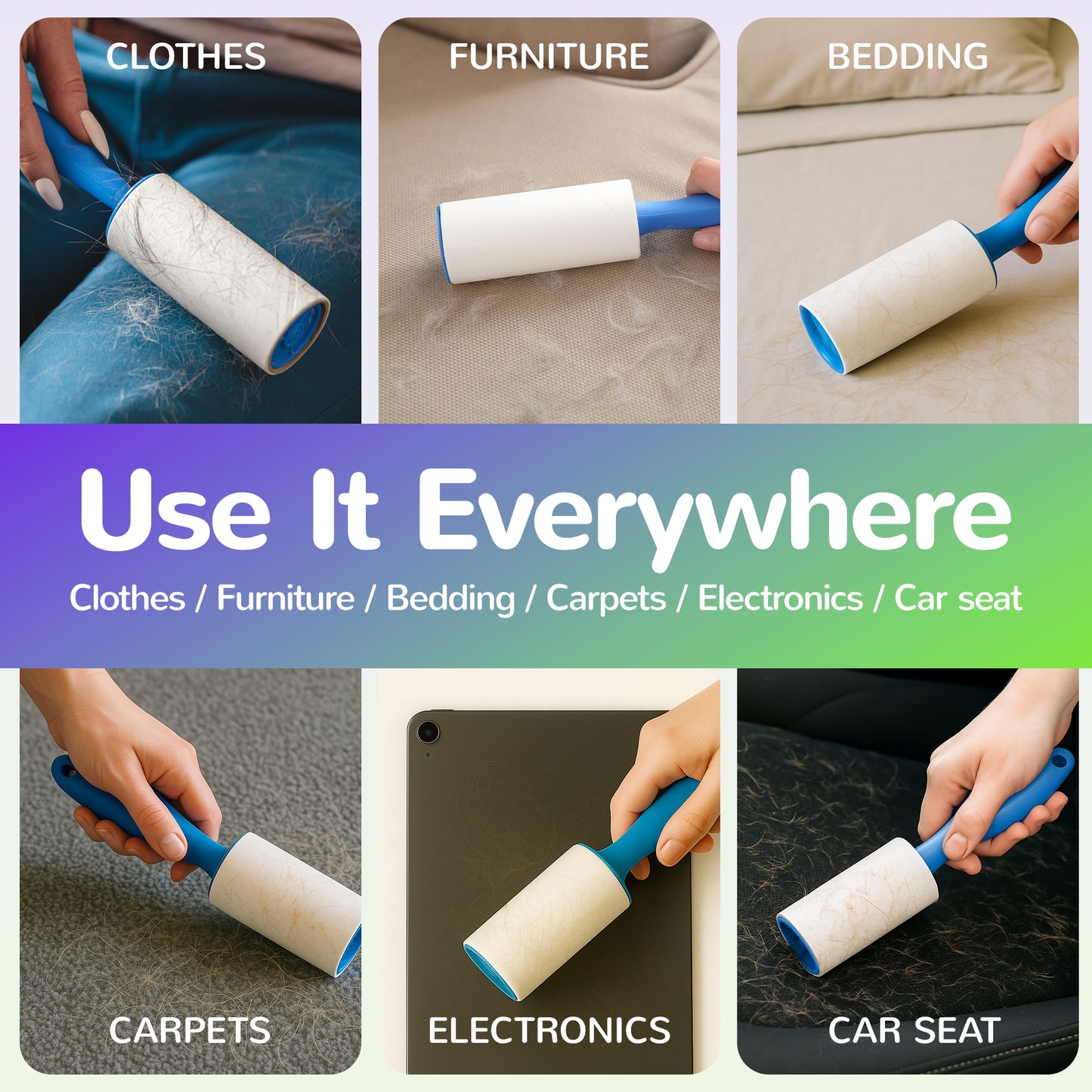Extra Sticky Lint Roller for Pet Hair – 3 Handles Included – Powerful Pet Hair Remover for Clothes, Furniture & Car – Must-Have Grooming Tool for Dog Owners
