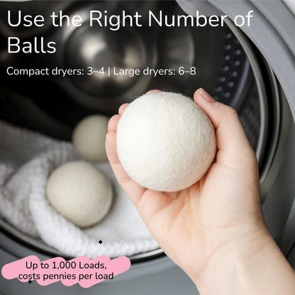 Fido Fave Reusable 100% Wool Dryer Balls for Pet Hair Removal, 6 count