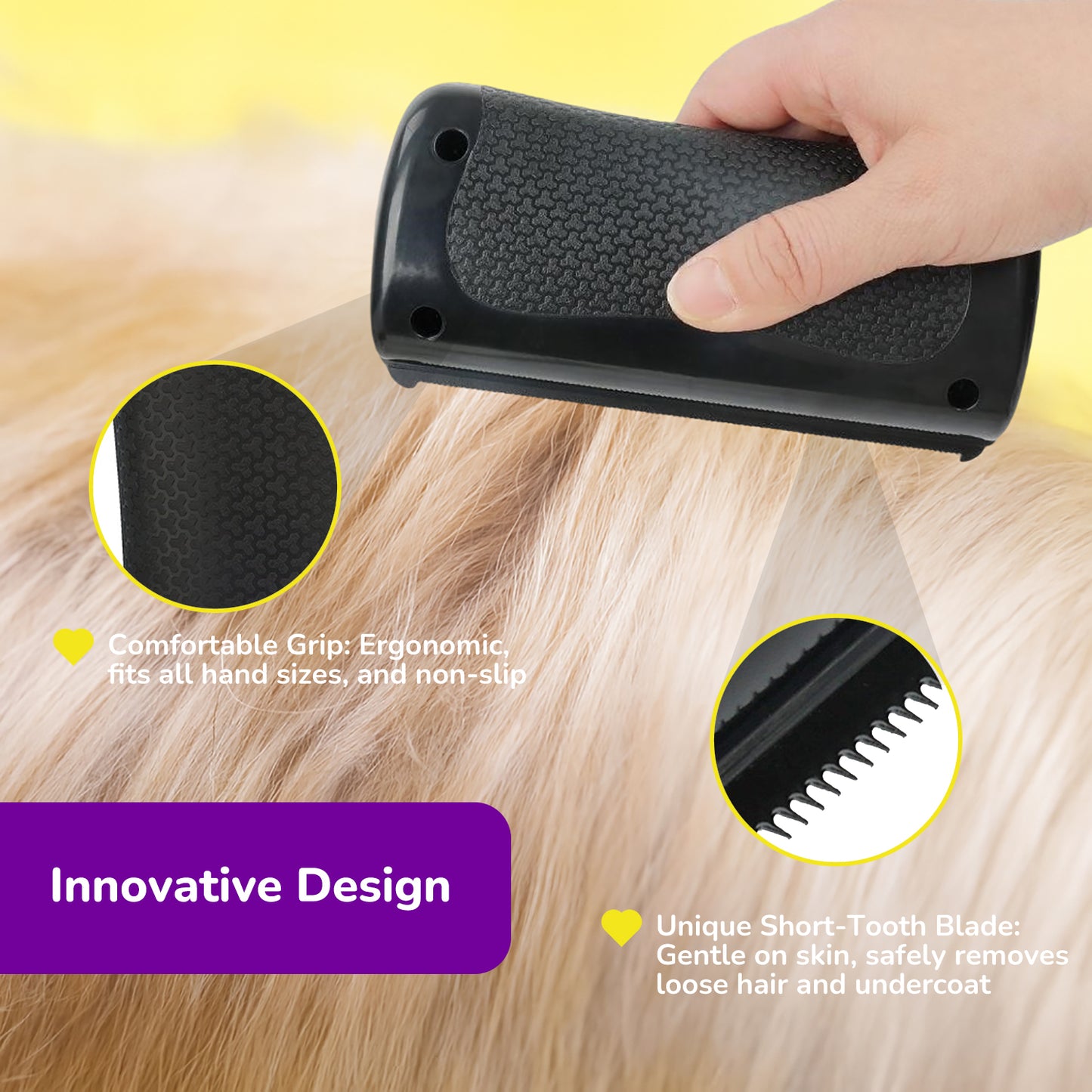 Deshedding Dog Brush, Groompro Deshedding Brush for Cats, Dogs, Rabbits, Horses, Ergonomic Pets Groomer for Matted Hair, Loose Hair