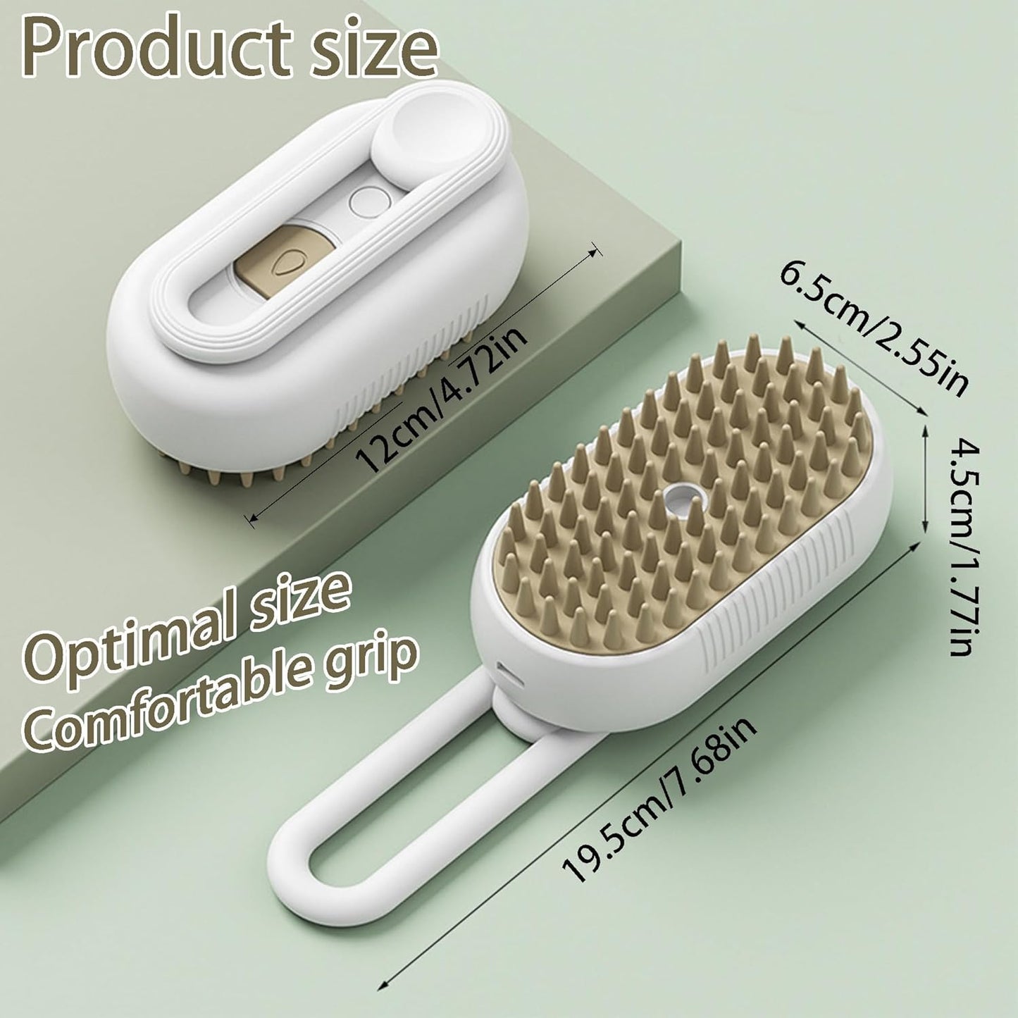 Fido Fave 2-in-1 Pet Grooming Kit – Cat Steam Brush with Spray & Contoured Grip Flea Comb for Dogs and Cats – Hair Removal, Cleaning & Flea Control for Long & Short Haired Pets