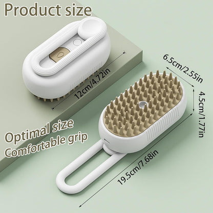 Fido Fave 2-in-1 Pet Grooming Kit – Cat Steam Brush with Spray & Contoured Grip Flea Comb for Dogs and Cats – Hair Removal, Cleaning & Flea Control for Long & Short Haired Pets