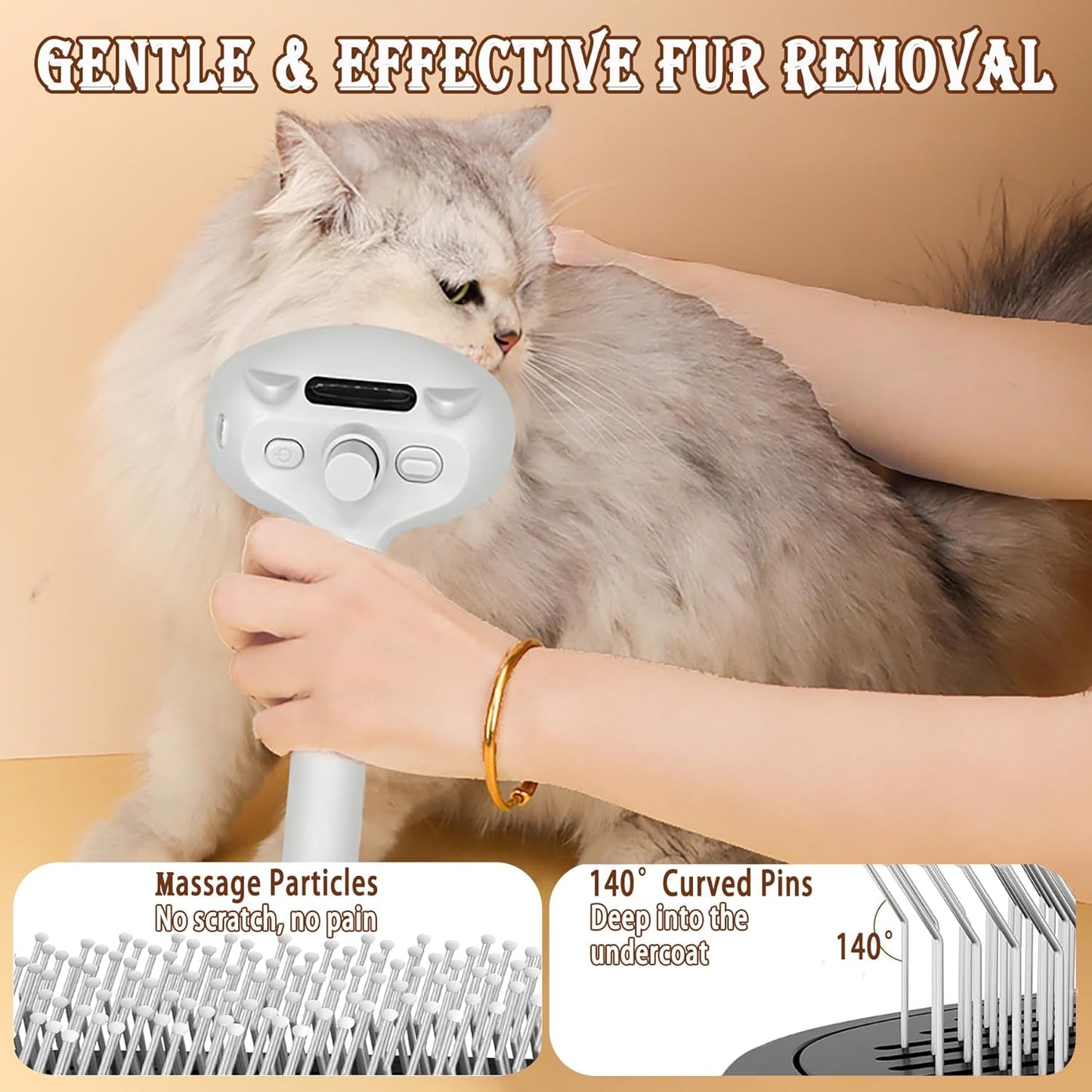 Pet Steam Brush for Dog & Cat, 3 in 1 Pet Spray Hair Removal Comb Rechargeable Steam for Shedding & Grooming Water Brush for Long Short Haired Pets for Removes Loose Hair and Reduces Shedding