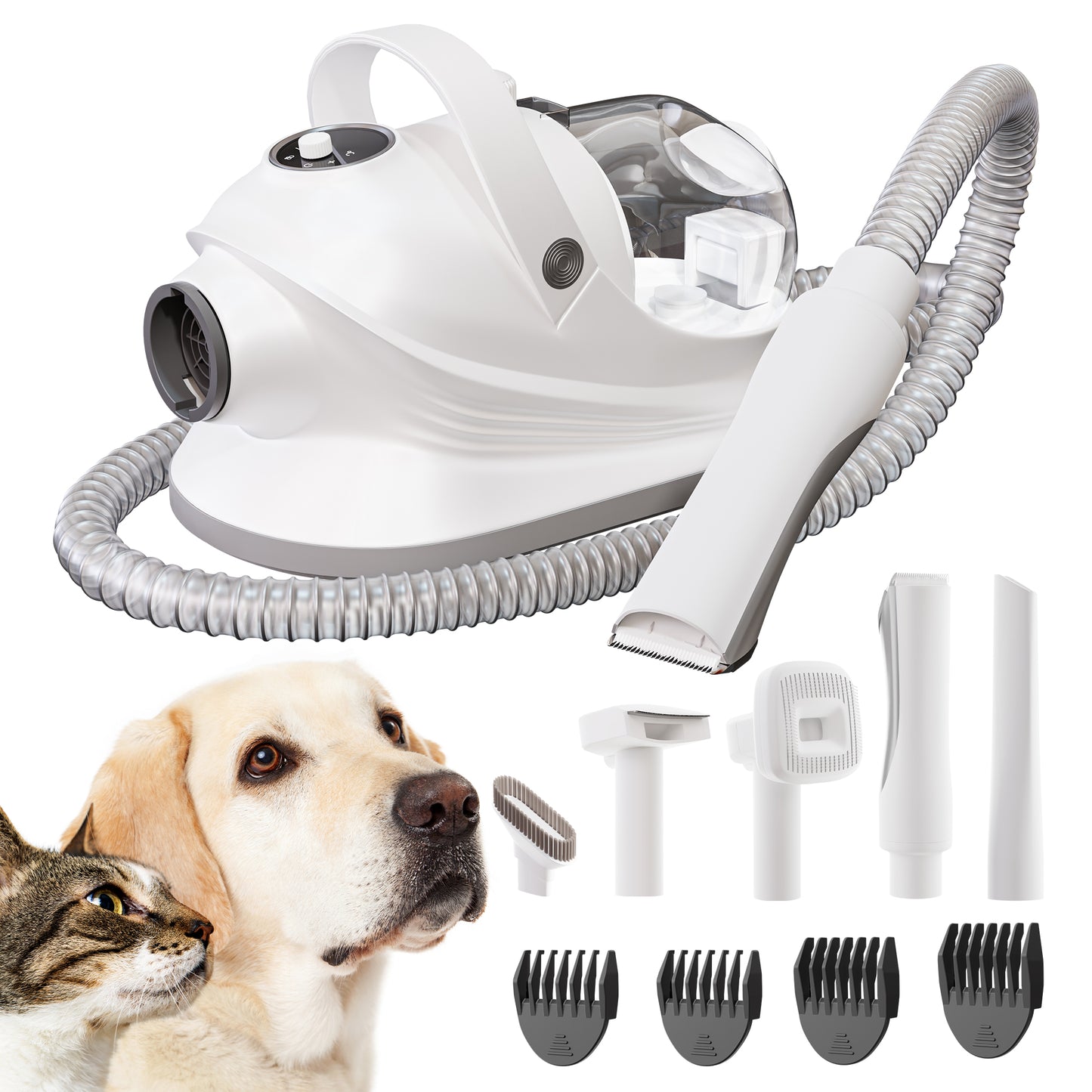 FIDOFAVE Grooming High Velocity Dog & Cat Grooming Blow Suction All-in-One with 7 Proven Grooming Tools