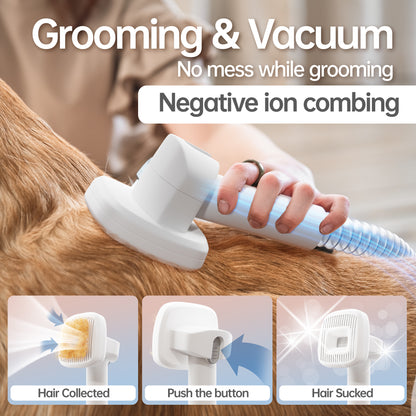 FIDOFAVE Grooming High Velocity Dog & Cat Grooming Blow Suction All-in-One with 7 Proven Grooming Tools