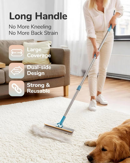 Fido Fave Dual-Sided Pet Hair Removal Carpet Rake with Extended Silicone & Metal Edge