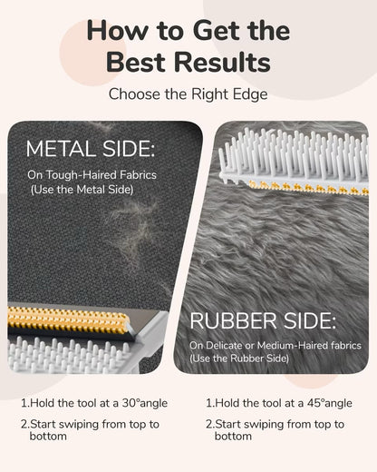 Fido Fave Dual-Sided Pet Hair Removal Carpet Rake with Extended Silicone & Metal Edge
