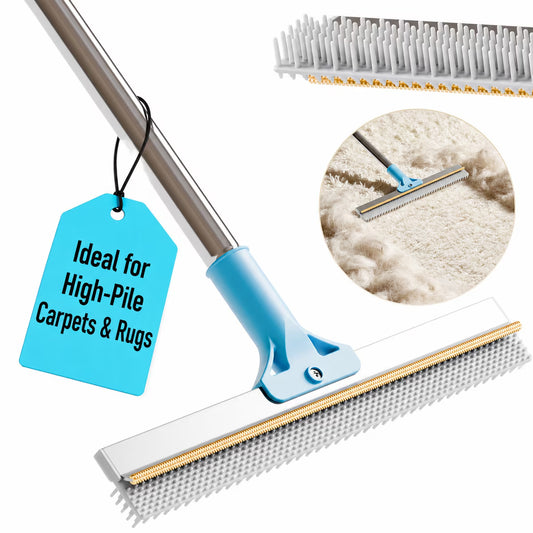 Carpet Rake for High-Pile & Shag Rugs — Extra-Long Silicone Edge