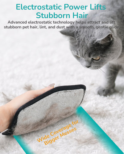 Fido Fave Reusable Washable Pet Hair Remover Glove Lint Remover Electrostatic Dog & Cat Hair Removal Mitt, Black