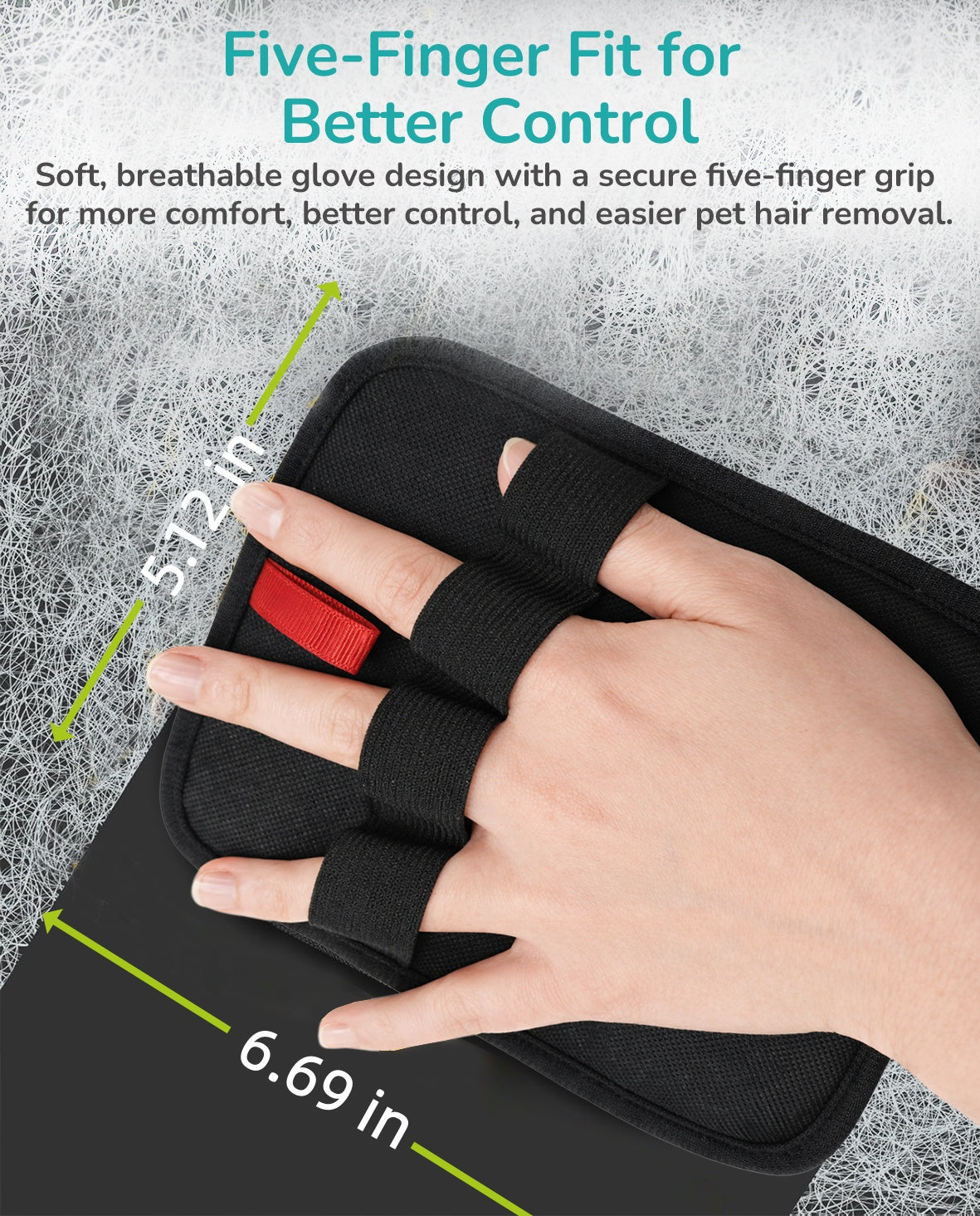Fido Fave Reusable Washable Pet Hair Remover Glove Lint Remover Electrostatic Dog & Cat Hair Removal Mitt, Black