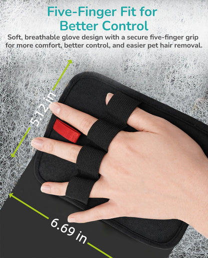 Fido Fave Reusable Washable Pet Hair Remover Glove Lint Remover Electrostatic Dog & Cat Hair Removal Mitt, Black