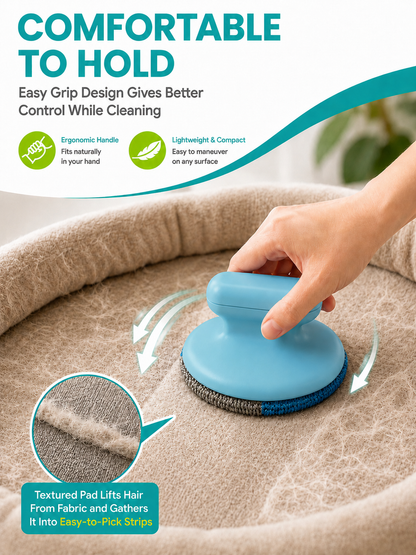 Reusable Pet Hair Remover Brush — Built-In Washable Gel Roller