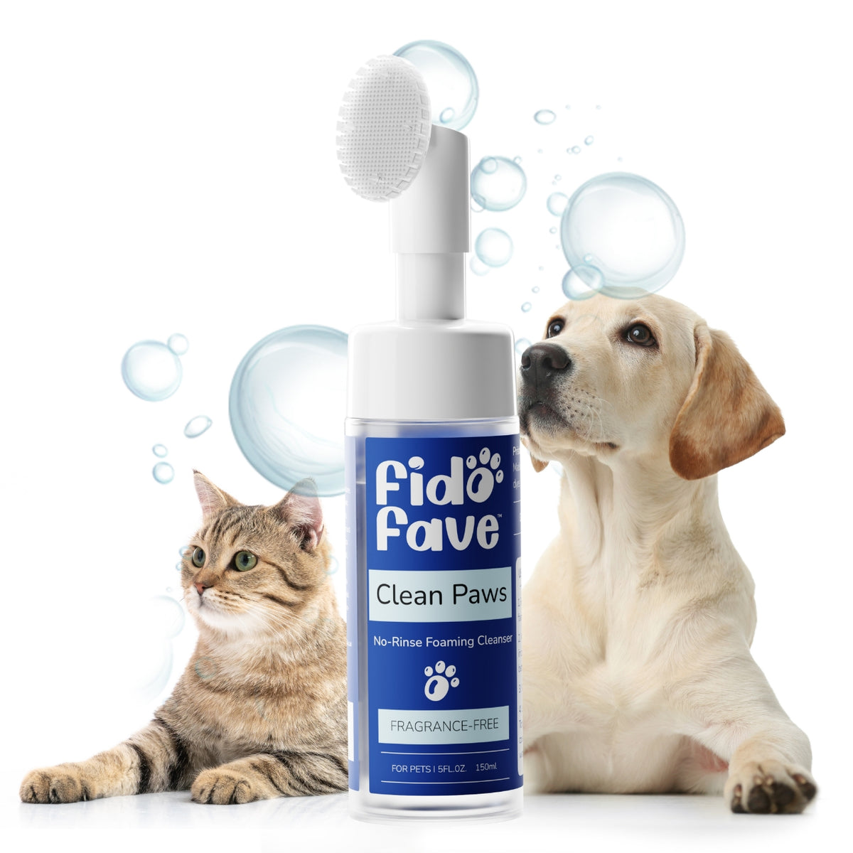 Fido Fave Clean Paws — No-Rinse Foaming Paw Cleanser with Silicone Brush