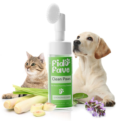 Fido Fave Clean Paws — No-Rinse Foaming Paw Cleanser with Silicone Brush