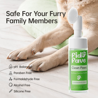 Fido Fave Clean Paws — No-Rinse Foaming Paw Cleanser with Silicone Brush