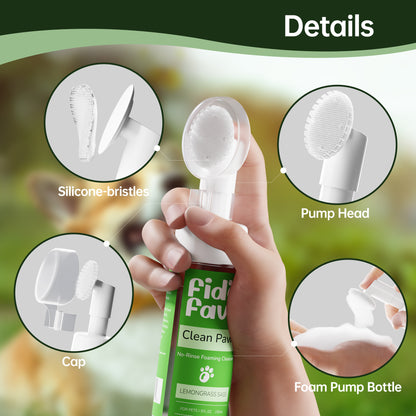 Fido Fave Clean Paws — No-Rinse Foaming Paw Cleanser with Silicone Brush
