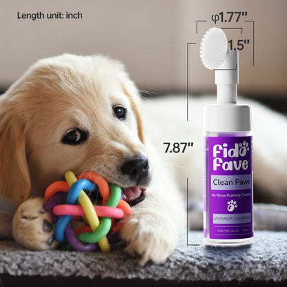 Fido Fave Clean Paws — No-Rinse Foaming Paw Cleanser with Silicone Brush