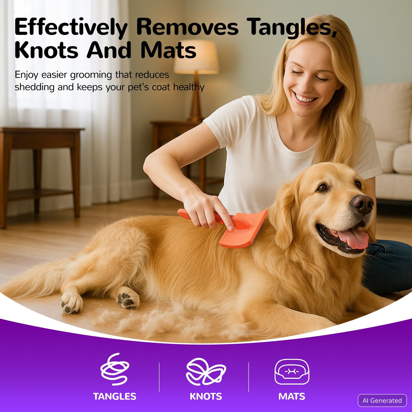 Dog Slicker Brush & Comb Set for Goldendoodles, Poodles & Labradoodles