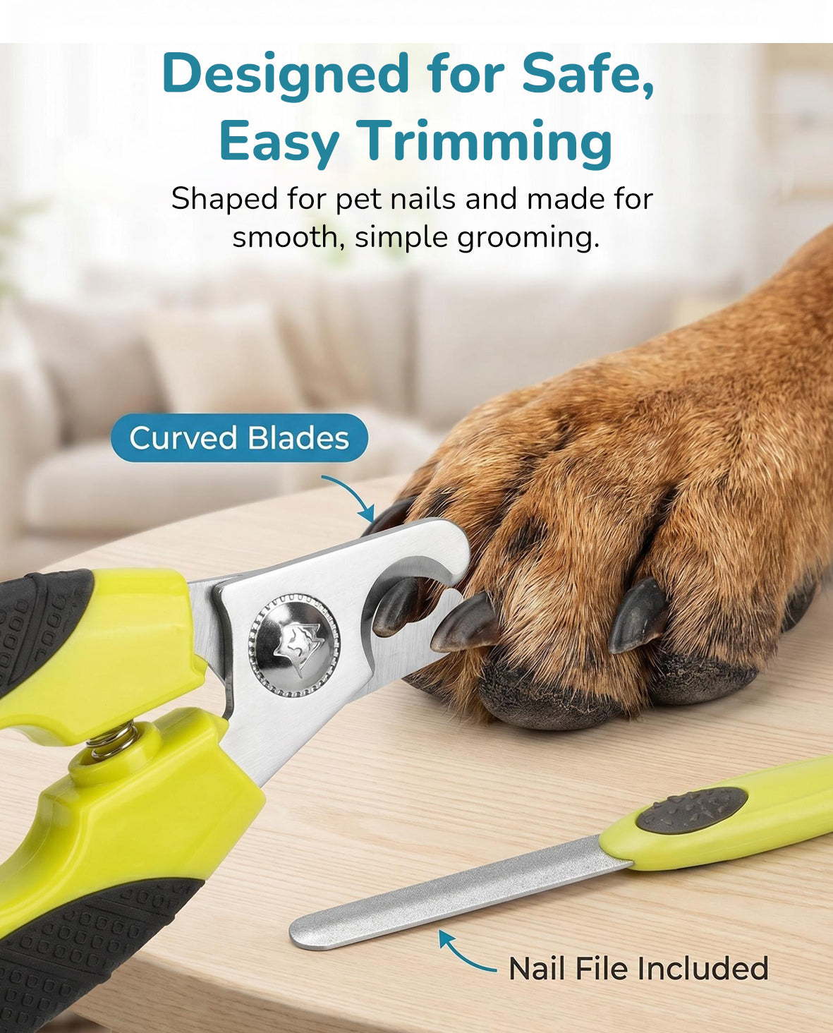 Fido Fave Dog Nail Clippers — Safety Guard & Nail File Included