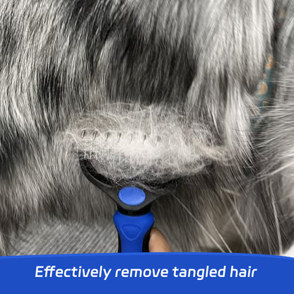 Fido Fave Dog Grooming Brush and Comb Set – Double-Sided Deshedding & Dematting Rake with Stainless Steel Comb for Long-Haired and Thick-Coated Dogs