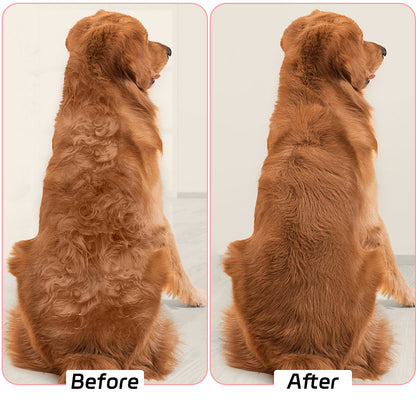 Fido Fave Dog Grooming Brush and Comb Set – Double-Sided Deshedding & Dematting Rake with Stainless Steel Comb for Long-Haired and Thick-Coated Dogs