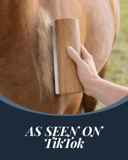 Horse Deshedding Grooming Tool – Wooden Handle Shedding Comb for Horses & Livestock | Heavy-Duty Horse Brush for Removing Loose Hair, Dirt & Dander | Smooth Grip, Fast & Efficient Grooming | 7.87 inch